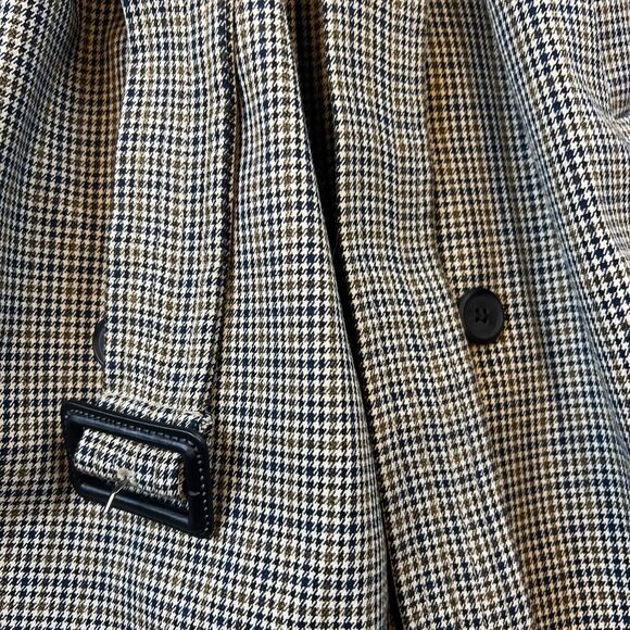 Topman Checkered Trench Coat Jacket Sz S Double Breasted Plaid Houndstooth $250 - Picture 3 of 12